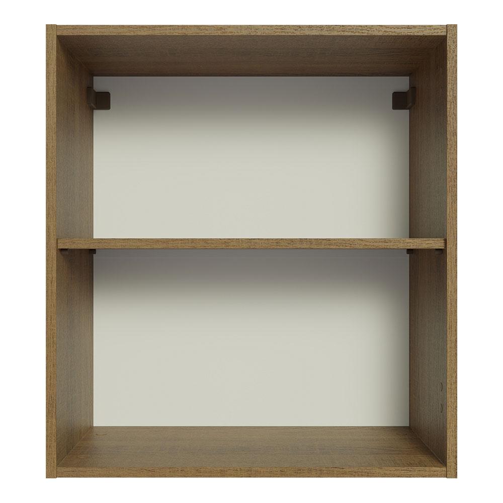Armário Aéreo 60 cm com 2 Nichos Abertos para Cozinha Madesa Lux, Glamy, Agata, Stella - Rustic