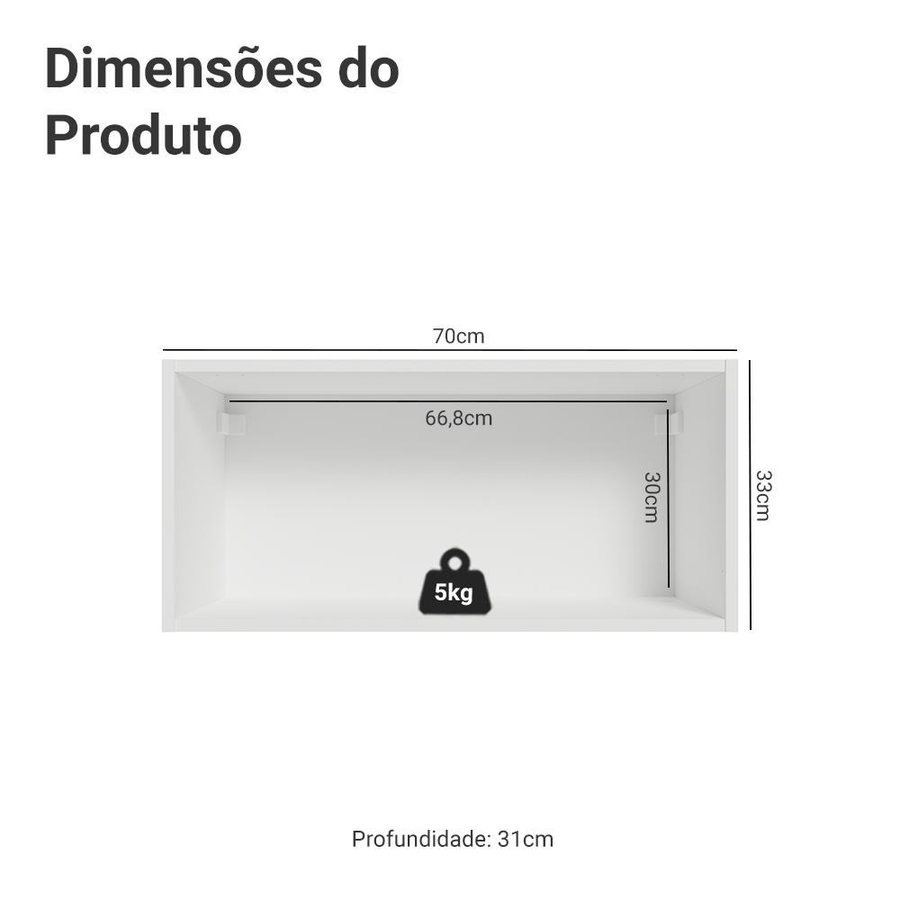 Armário Aéreo 70 cm 1 Porta Basculante Branco/Azul Vik Madesa