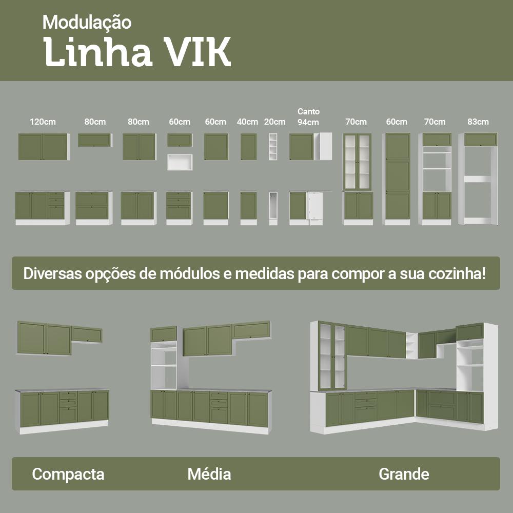 Armário Aéreo 70 cm 1 Porta Basculante Branco/Verde Vik Madesa