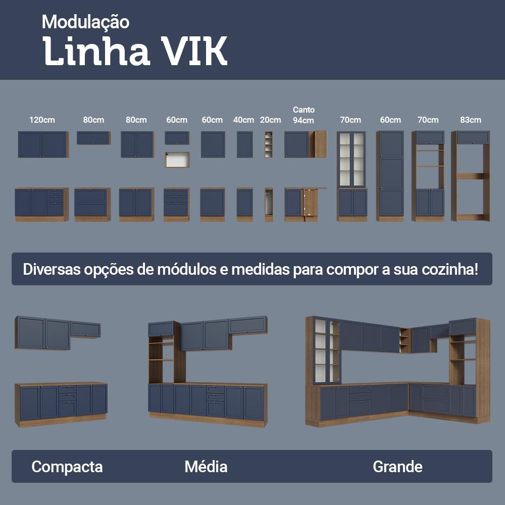 Armário Aéreo 70 cm 1 Porta Basculante Rustic/Azul Vik Madesa