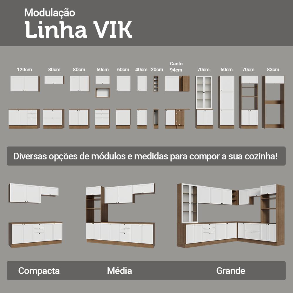 Armário Aéreo 70 cm 1 Porta Basculante Rustic/Branco Vik Madesa
