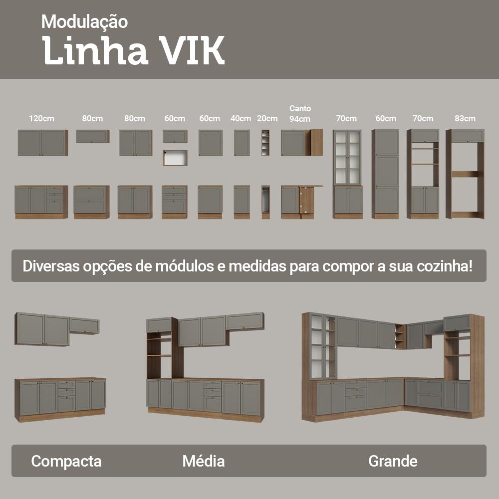 Armário Aéreo 70 cm 1 Porta Basculante Rustic/Cinza Vik Madesa