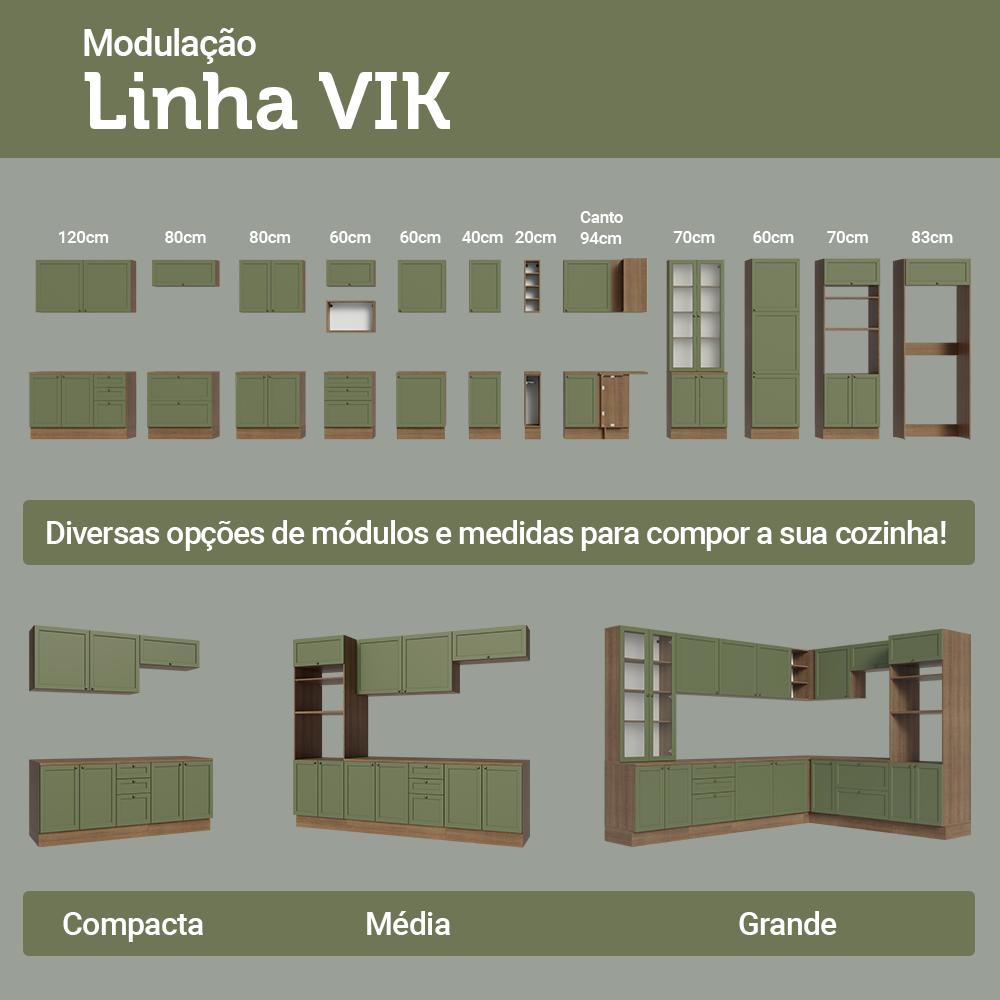 Armário Aéreo 70 cm 1 Porta Basculante Rustic/Verde Vik Madesa