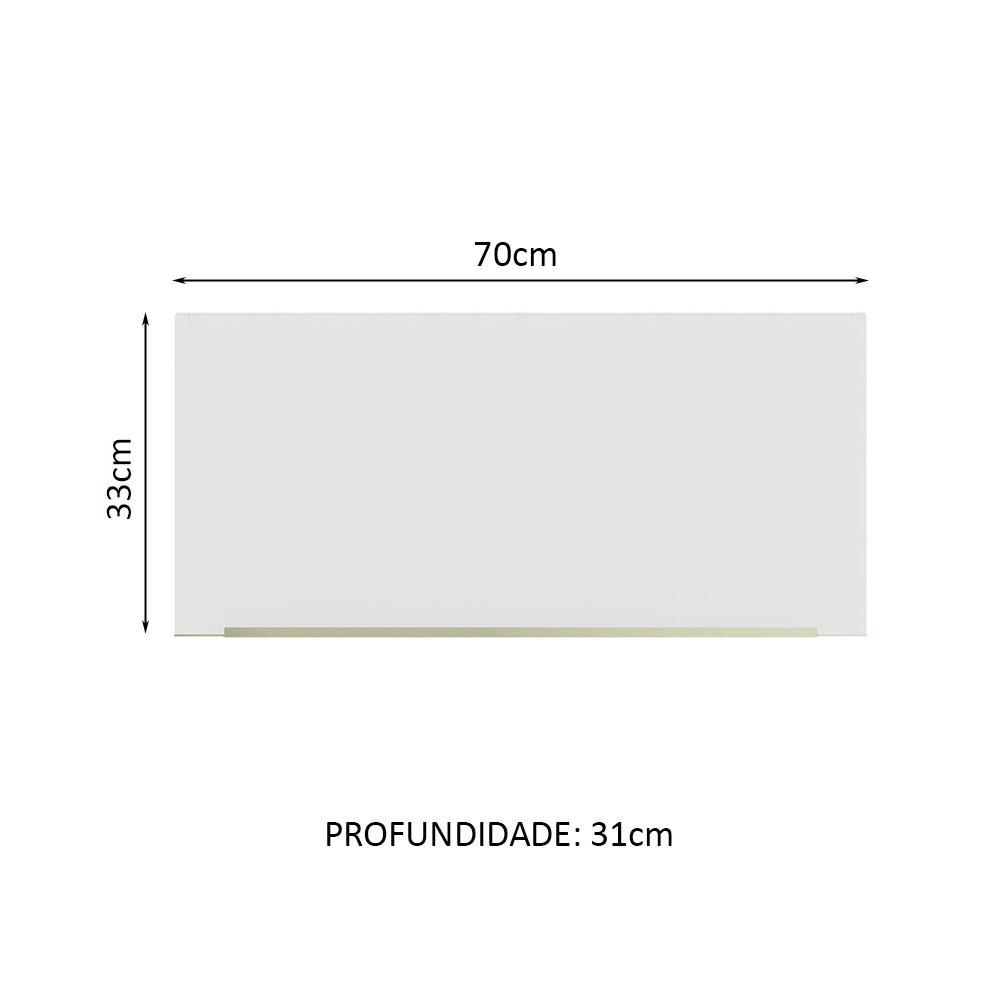 Armário Aéreo 70 cm 1 Porta Branco/Branco Veludo Lux Madesa