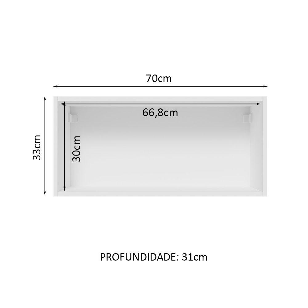 Armário Aéreo 70 cm 1 Porta Branco/Branco Veludo Lux Madesa
