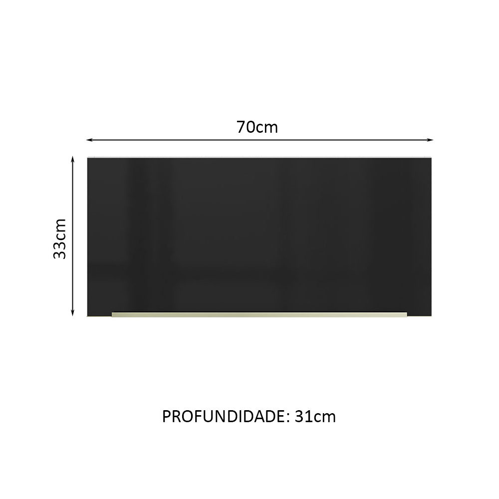 Armário Aéreo 70 cm 1 Porta Branco/Preto Lux Madesa