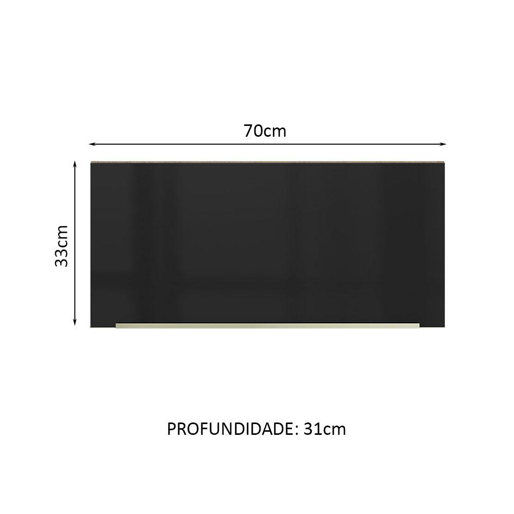 Armário Aéreo 70 cm 1 Porta Rustic/Preto Lux Madesa