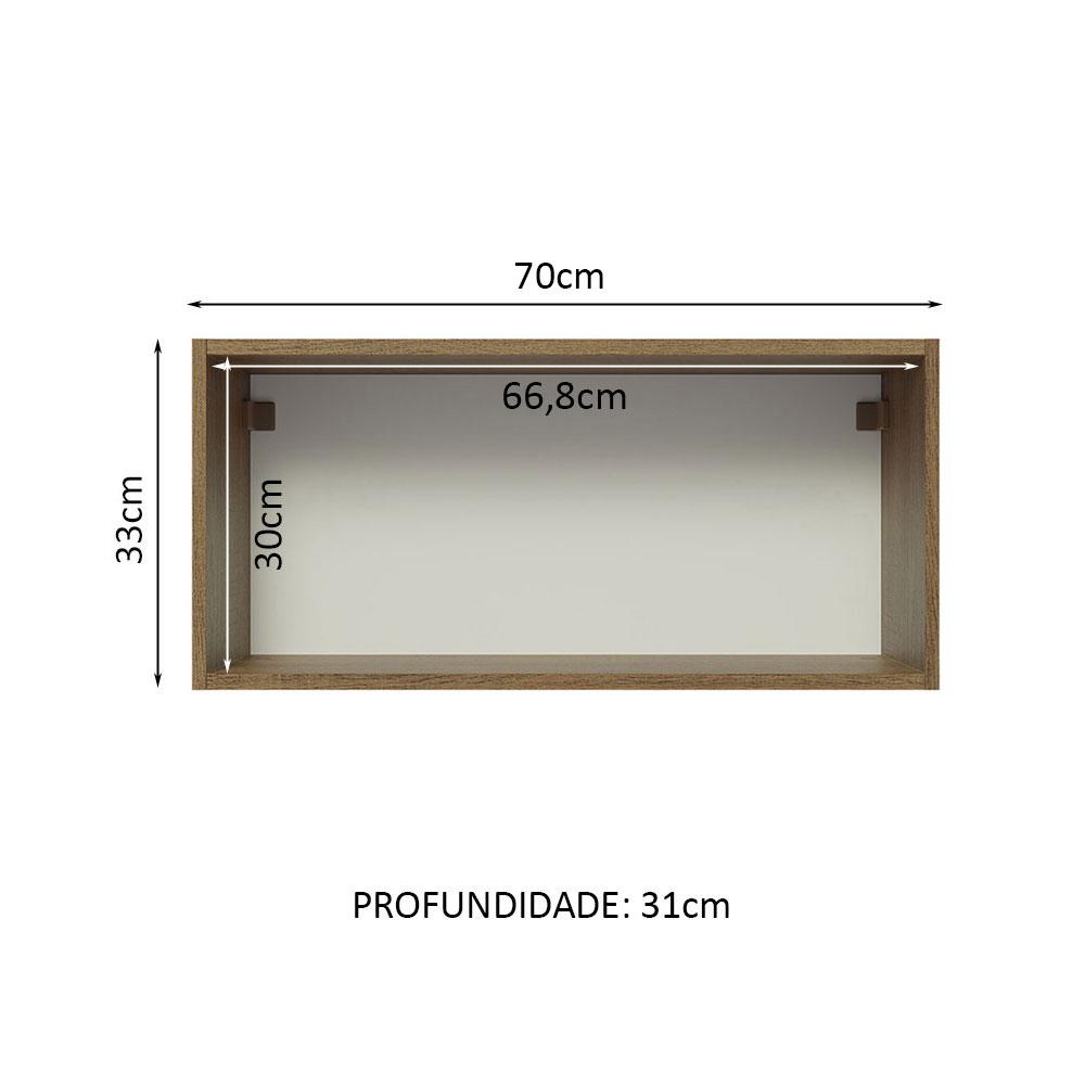 Armário Aéreo 70 cm 1 Porta Rustic/Preto Lux Madesa