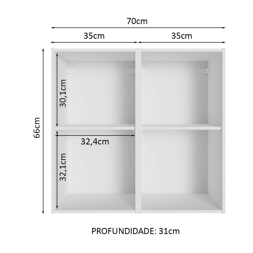 Armário Aéreo 70 cm 2 Portas Branco Reims Madesa