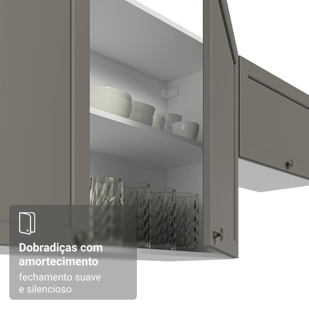 Armário Aéreo 70 cm 2 Portas Branco/Cinza Vik Madesa