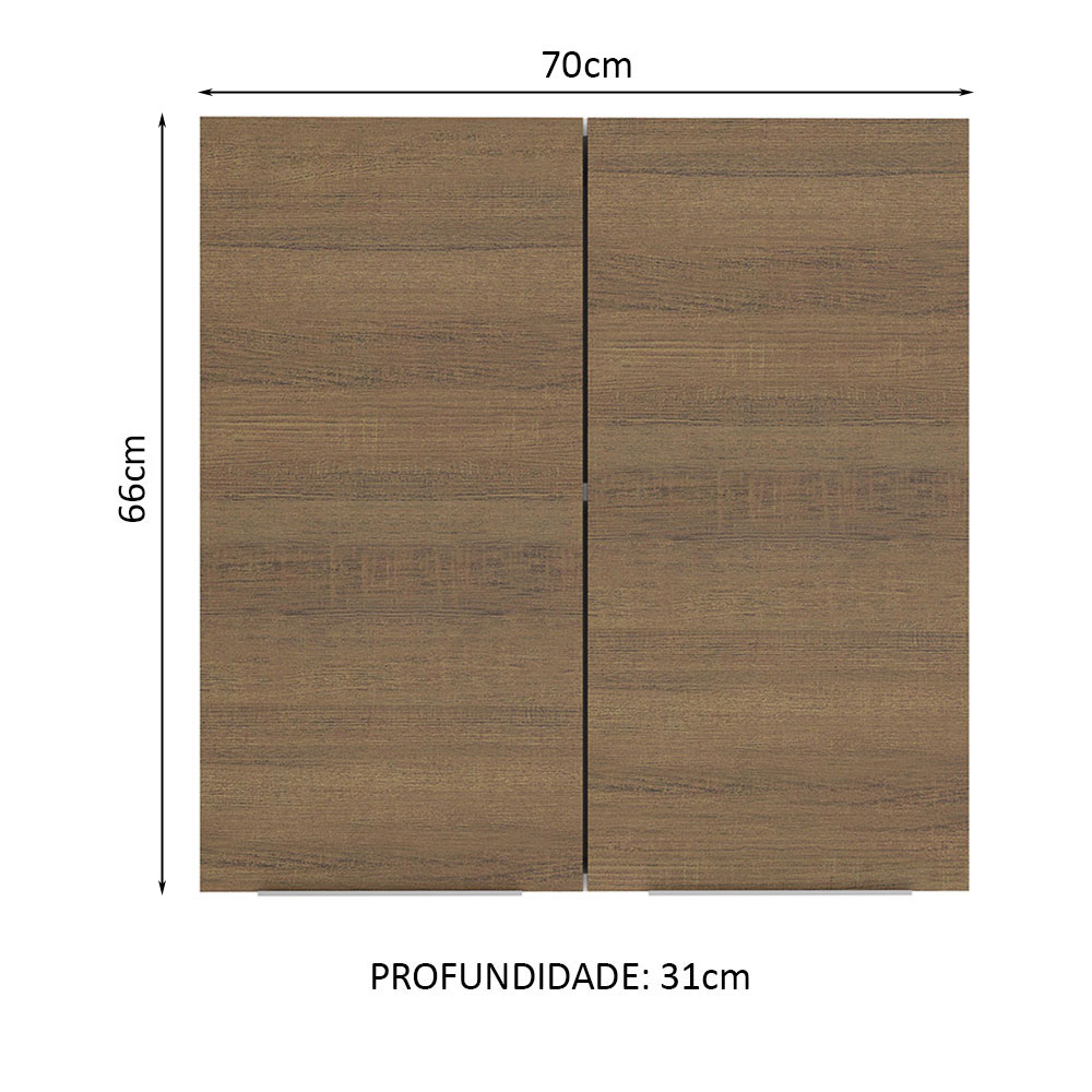 Armário Aéreo 70 cm 2 Portas Branco/Rustic Stella Madesa
