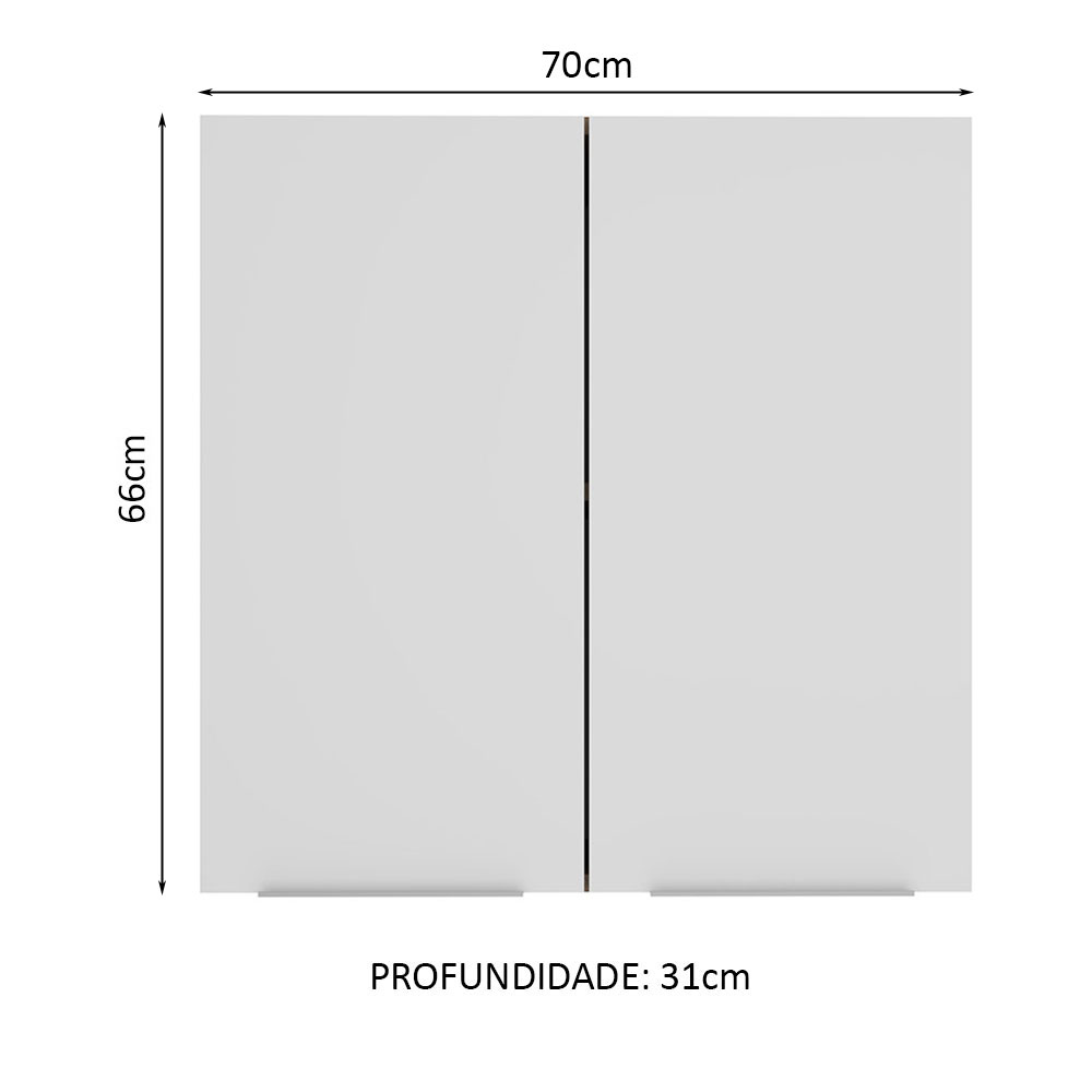 Armário Aéreo 70 cm 2 Portas Rustic/Branco Stella Madesa