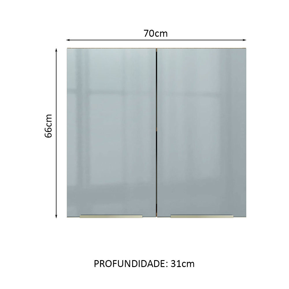 Armário Aéreo 70 cm 2 Portas Rustic/Cinza Lux Madesa