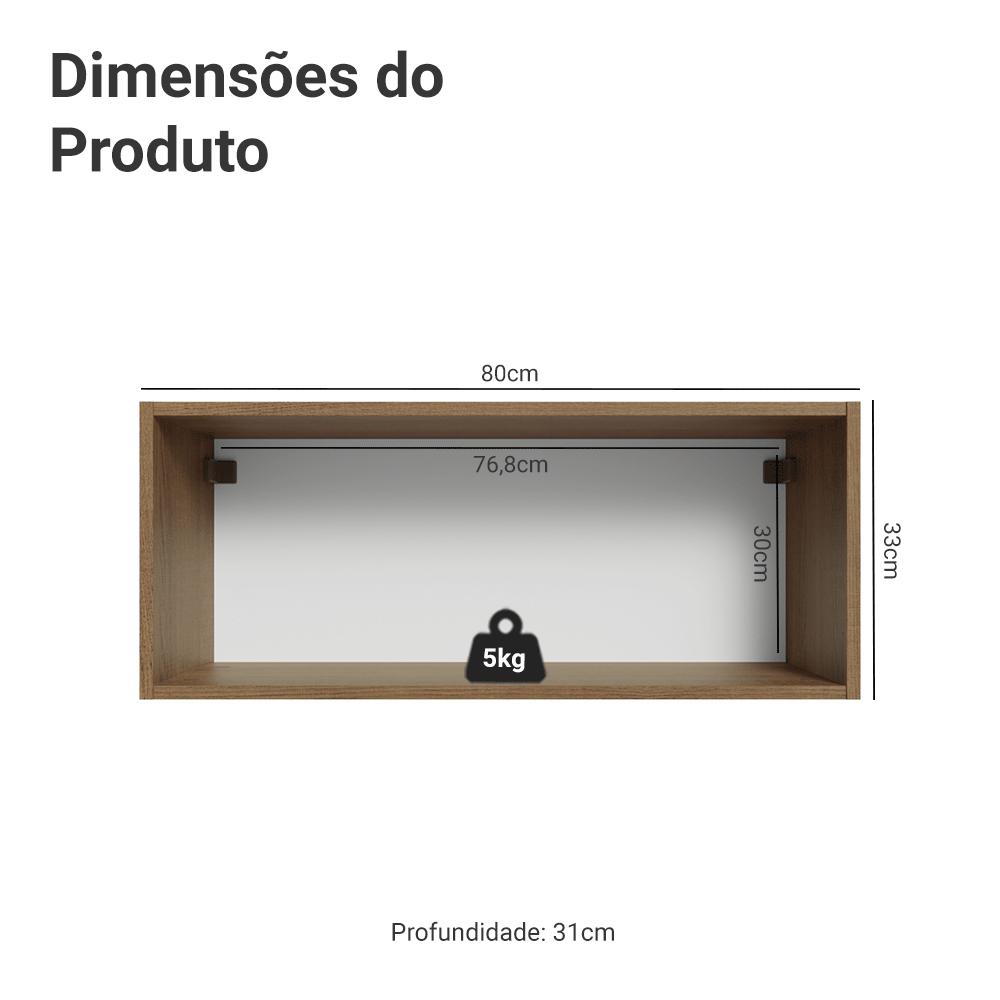 Armário Aéreo 80 cm 1 Porta Basculante Rustic/Azul Vik Madesa