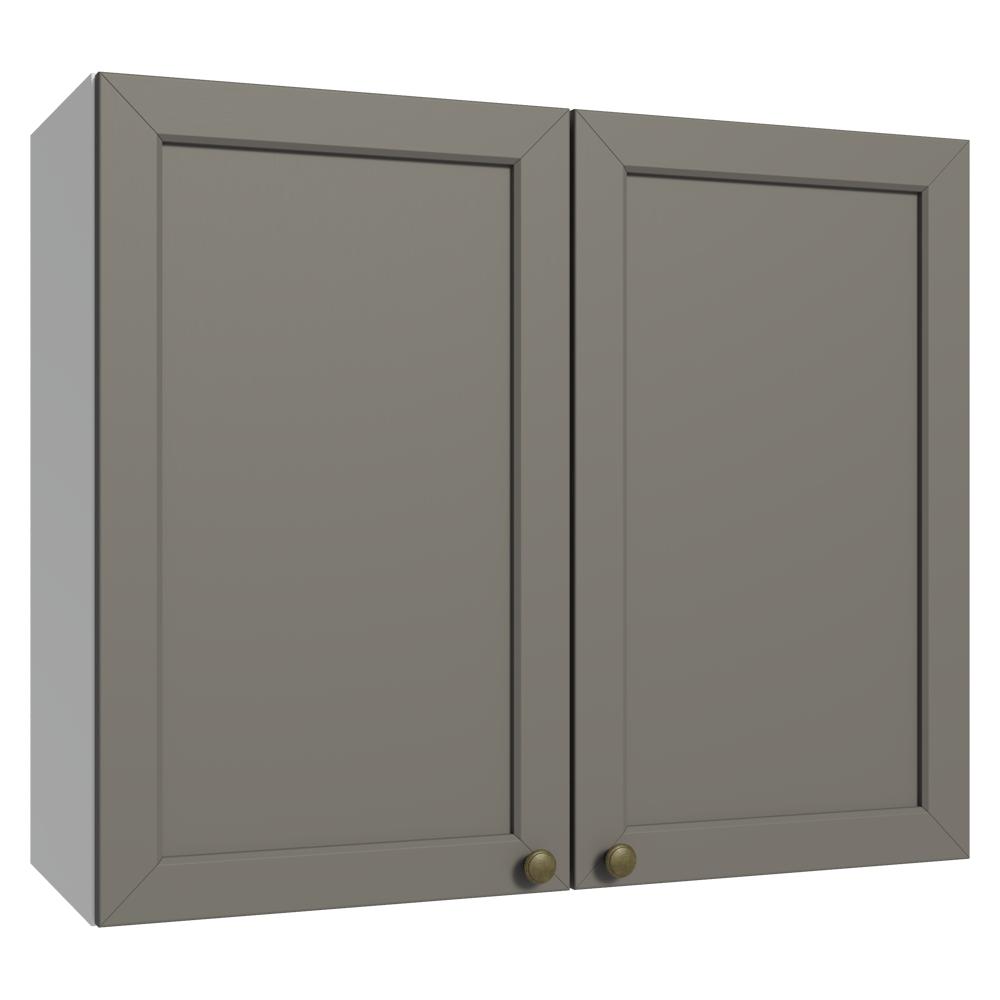 Armário Aéreo 80 cm 2 Portas Branco/Cinza Vik Madesa