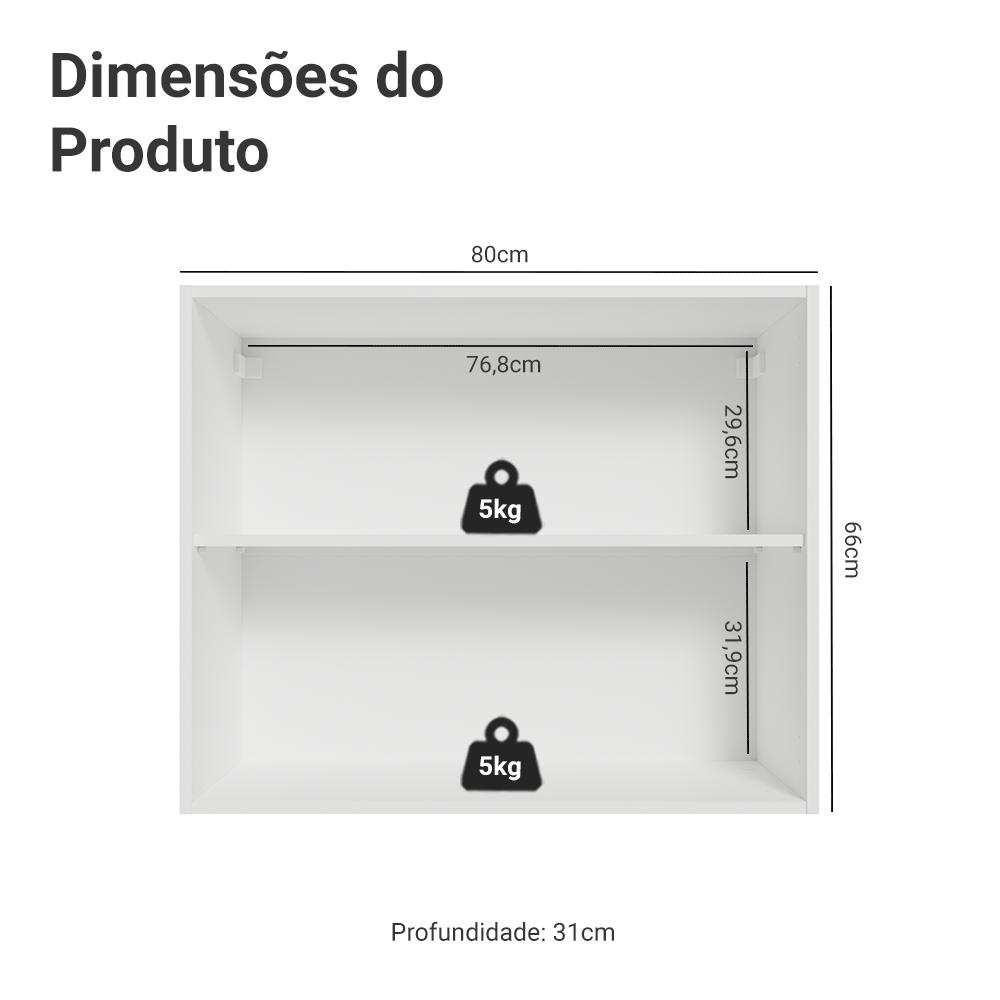 Armário Aéreo 80 cm 2 Portas Branco/Verde Vik Madesa