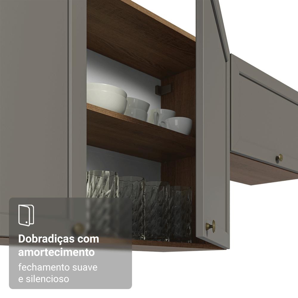 Armário Aéreo 80 cm 2 Portas Rustic/Cinza Vik Madesa