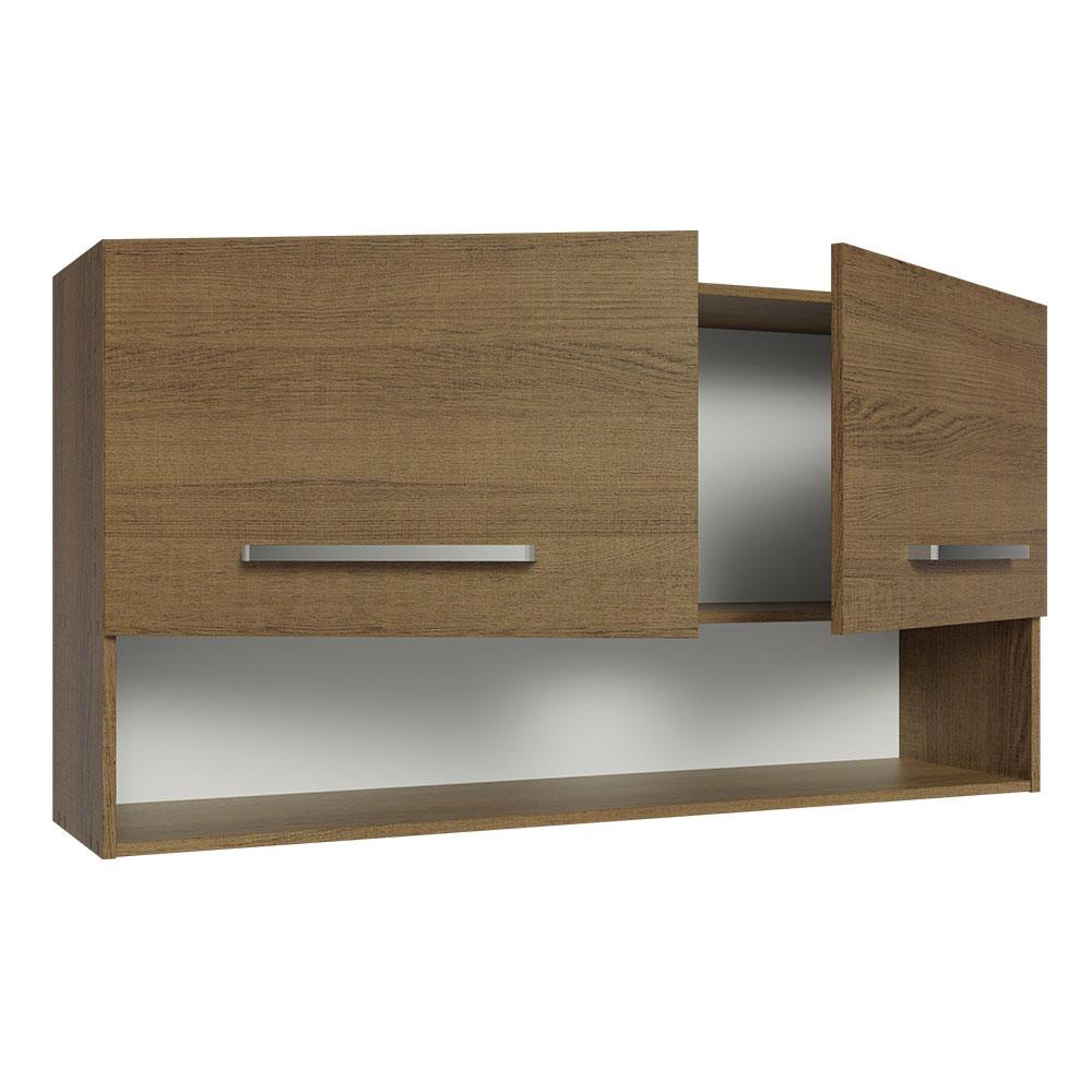 Armário Aéreo Cozinha 105cm 2 Portas 1 Nicho Rustic Emilly Madesa