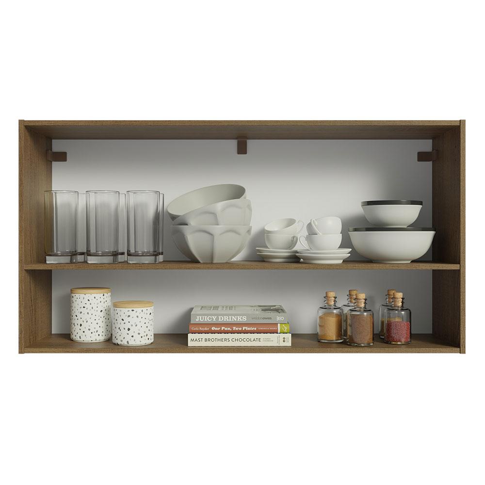 Armário Aéreo Cozinha 105cm 2 Portas 1 Nicho Rustic Emilly Madesa