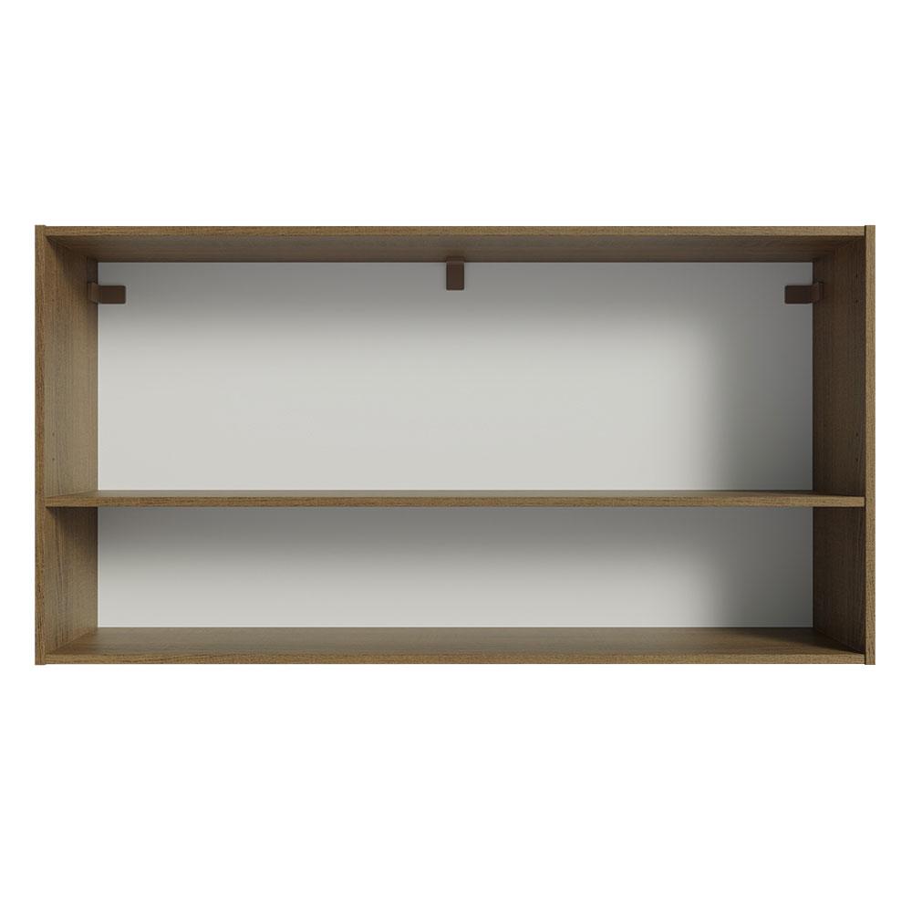 Armário Aéreo Cozinha 105cm 2 Portas 1 Nicho Rustic/Preto Emilly Madesa