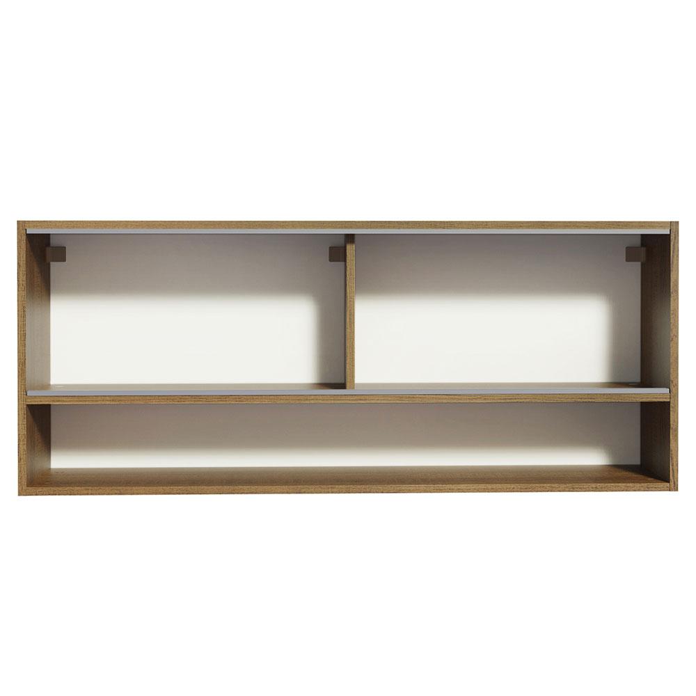 Armário Aéreo Madesa 2 Portas Correr Vidro Reflex 1 Nicho para Cozinhas Glamy, Lux e Reims - Rustic