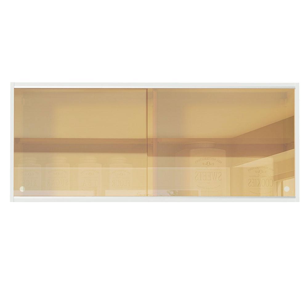 Armário Aéreo Madesa 2 Portas de Correr Vidro Reflex para Cozinhas Glamy, Lux e Reims - Branco