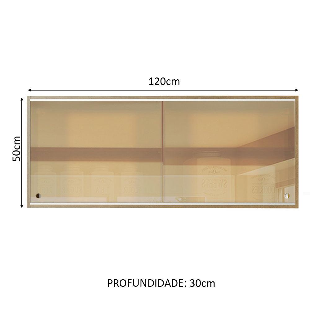 Armário Aéreo Madesa 2 Portas de Correr Vidro Reflex para Cozinhas Glamy, Lux e Reims - Rustic