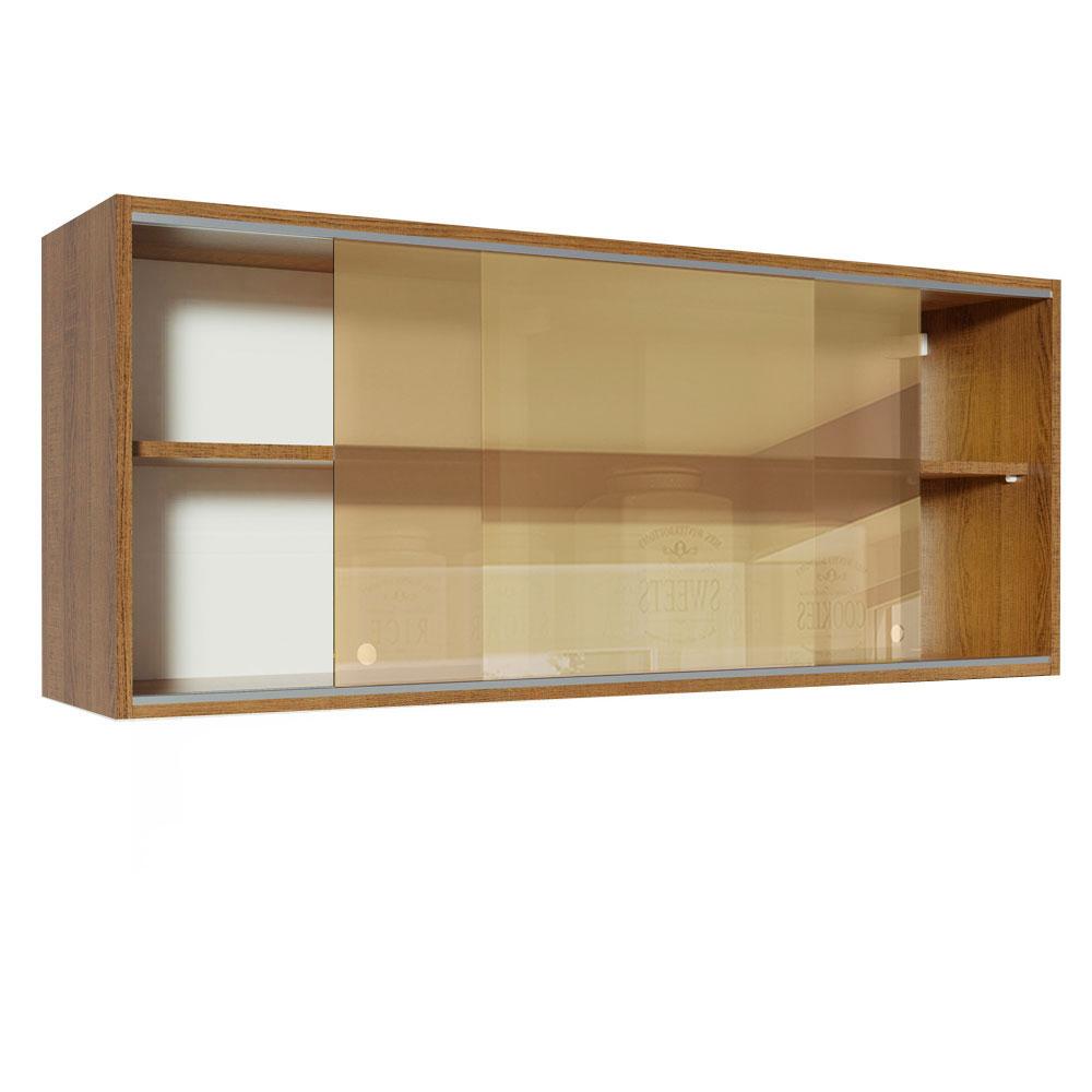 Armário Aéreo Madesa 2 Portas de Correr Vidro Reflex para Cozinhas Glamy, Lux e Reims - Rustic