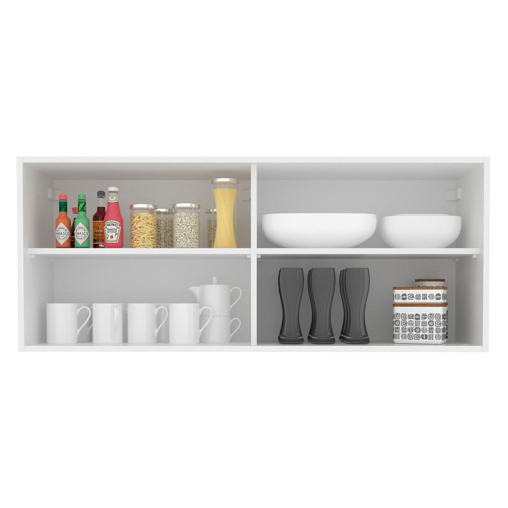 Armário Aéreo Madesa 2 Portas de Correr de Vidro para Cozinhas Glamy, Lux e Reims - Branco