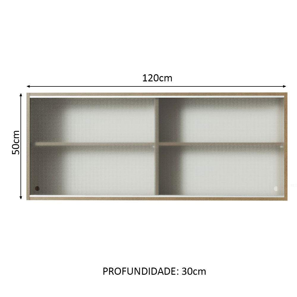 Armário Aéreo Madesa 2 Portas de Correr de Vidro para Cozinhas Glamy, Lux e Reims - Rustic