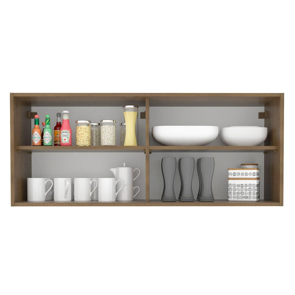 Armário Aéreo Madesa 2 Portas de Correr de Vidro para Cozinhas Glamy, Lux e Reims - Rustic