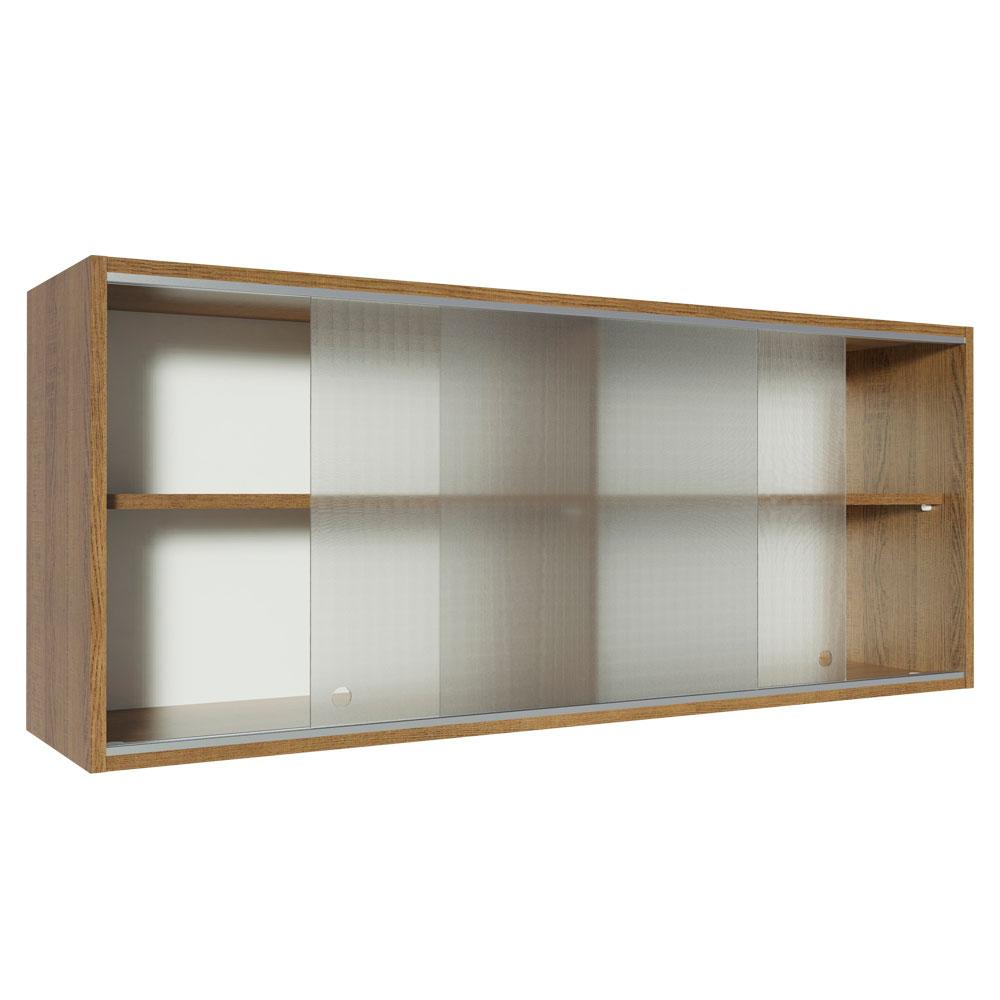 Armário Aéreo Madesa 2 Portas de Correr de Vidro para Cozinhas Glamy, Lux e Reims - Rustic