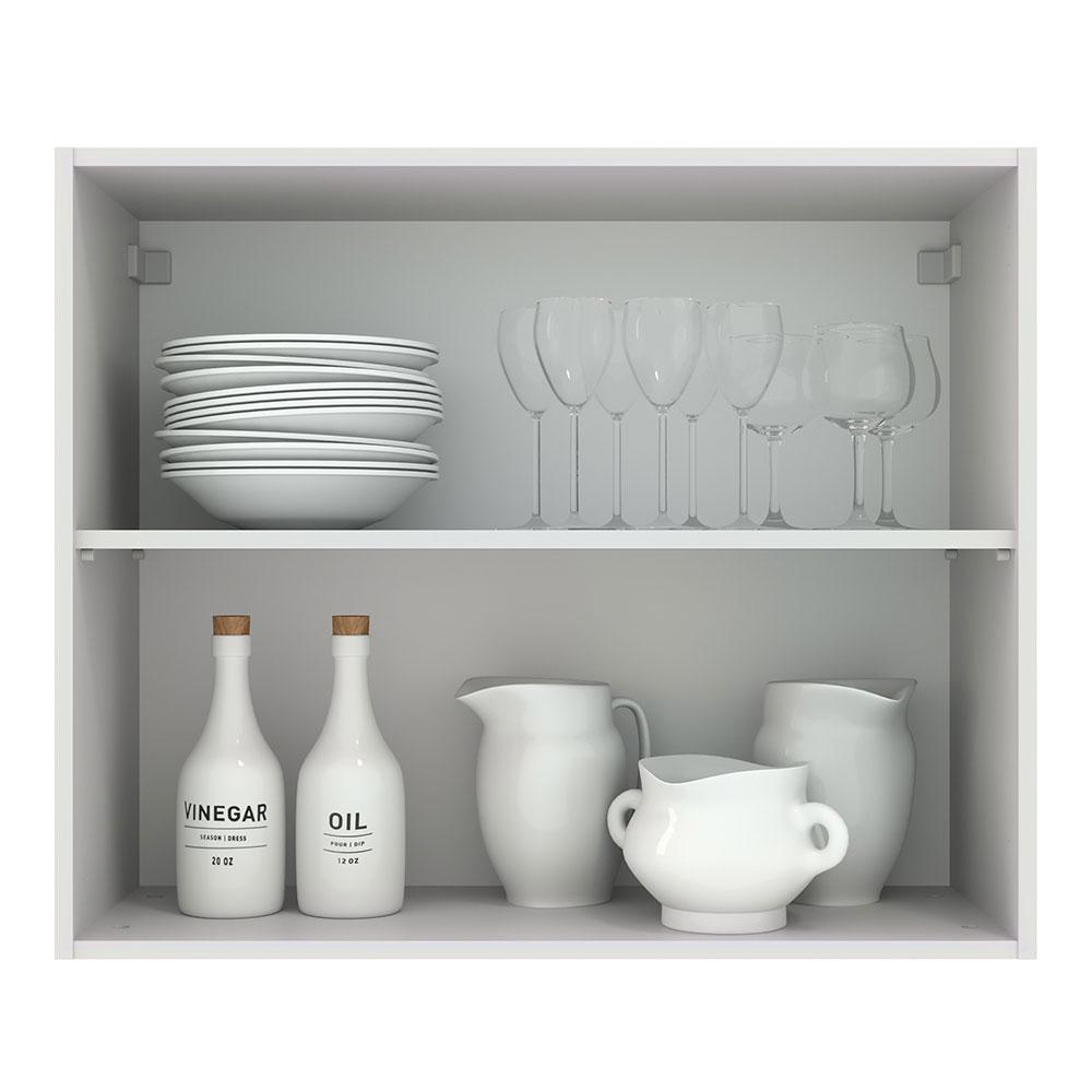 Armário Aéreo Madesa Agata 80 cm 2 Portas - Branco/Cinza