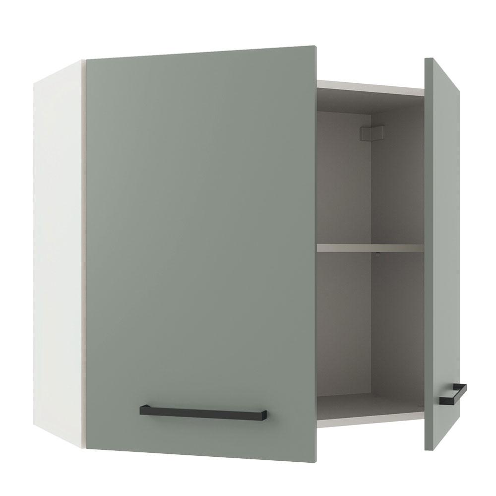 Armário Aéreo Madesa Agata 80 cm 2 Portas - Branco/Cinza