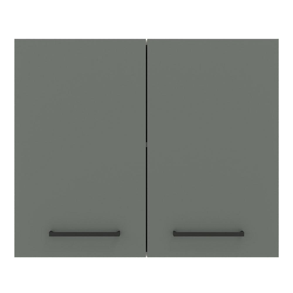Armário Aéreo Madesa Agata 80 cm 2 Portas - Branco/Cinza