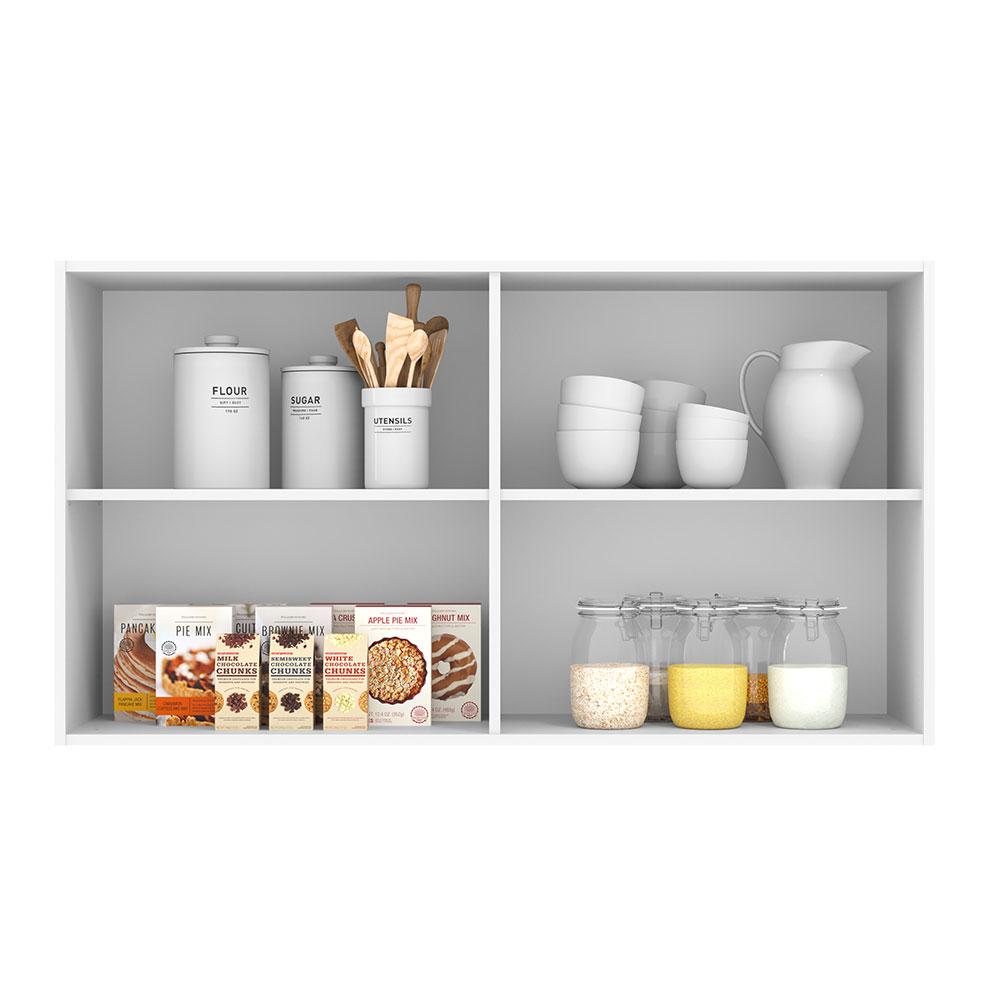 Armário Aéreo Madesa Lux 120 cm 2 Portas - Branco/Branco Veludo