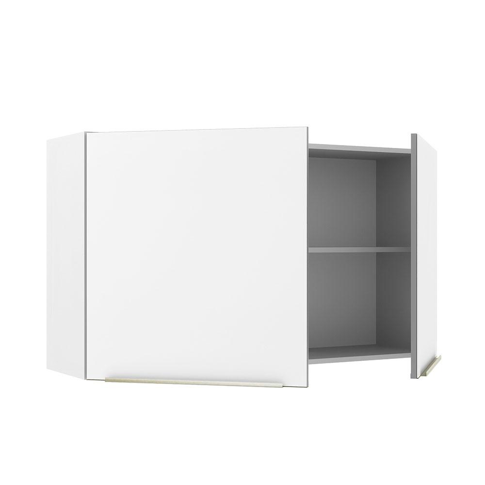 Armário Aéreo Madesa Lux 120 cm 2 Portas - Branco/Branco Veludo