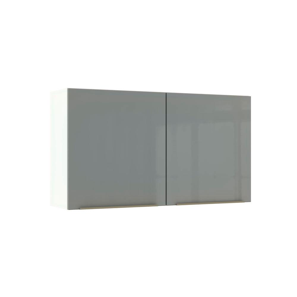 Armário Aéreo Madesa Lux 120 cm 2 Portas - Branco/Cinza