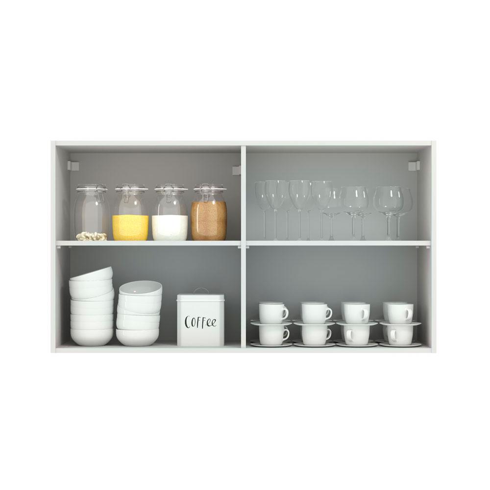 Armário Aéreo Madesa Lux 120 cm 2 Portas - Branco/Cinza