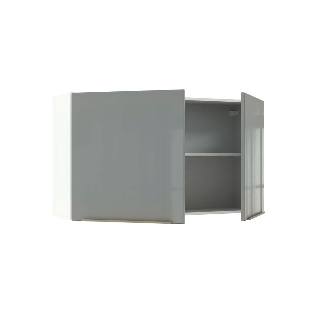 Armário Aéreo Madesa Lux 120 cm 2 Portas - Branco/Cinza