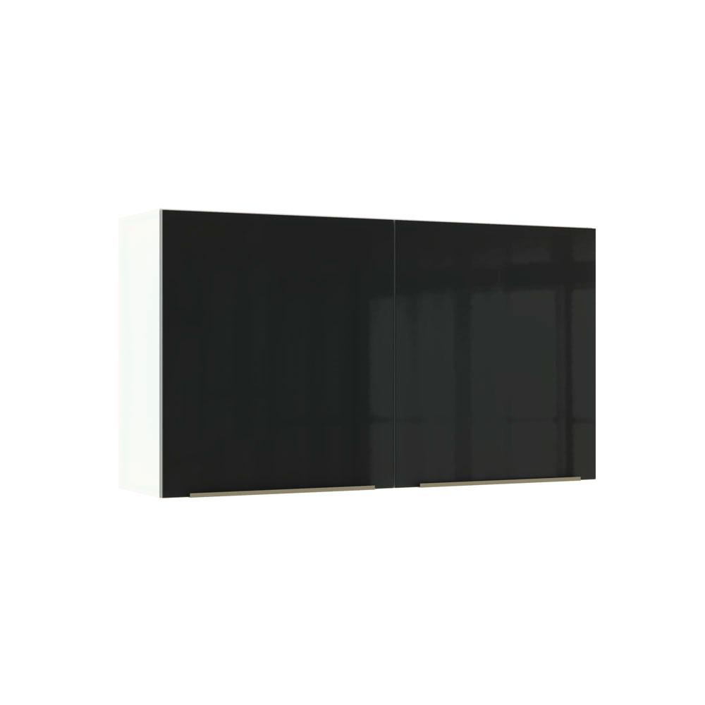 Armário Aéreo Madesa Lux 120 cm 2 Portas - Branco/Preto