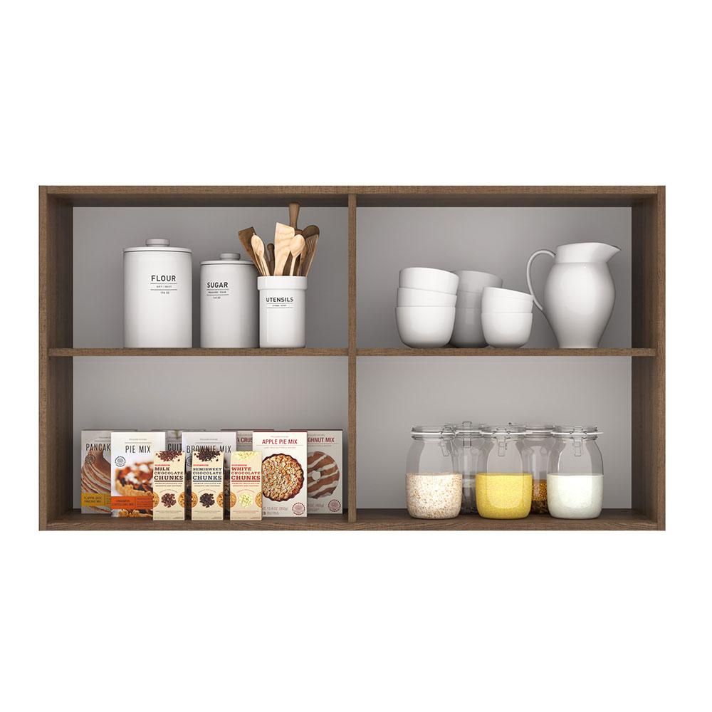 Armário Aéreo Madesa Lux 120 cm 2 Portas - Rustic/Branco Veludo