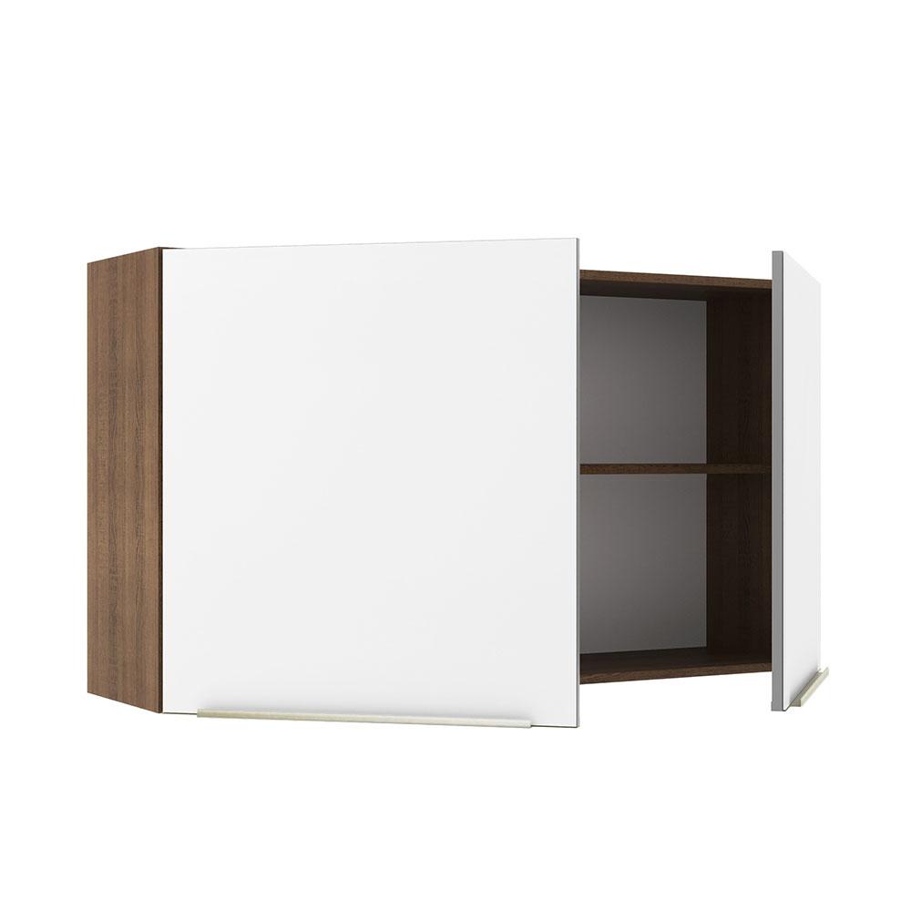 Armário Aéreo Madesa Lux 120 cm 2 Portas - Rustic/Branco Veludo