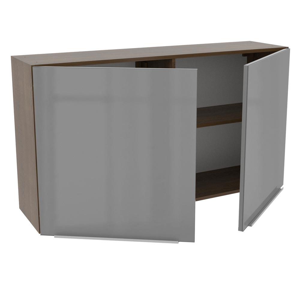 Armário Aéreo Madesa Lux 120 cm 2 Portas - Rustic/Cinza