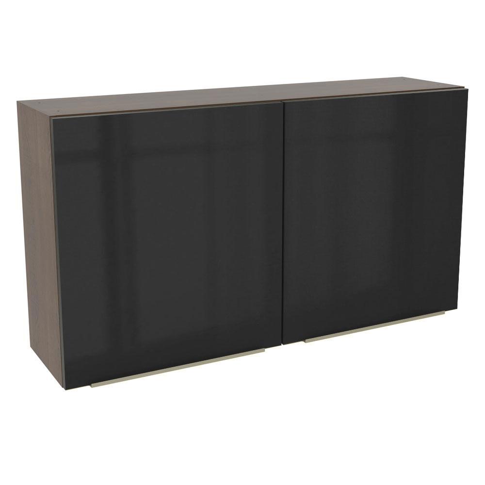 Armário Aéreo Madesa Lux 120 cm 2 Portas - Rustic/Preto