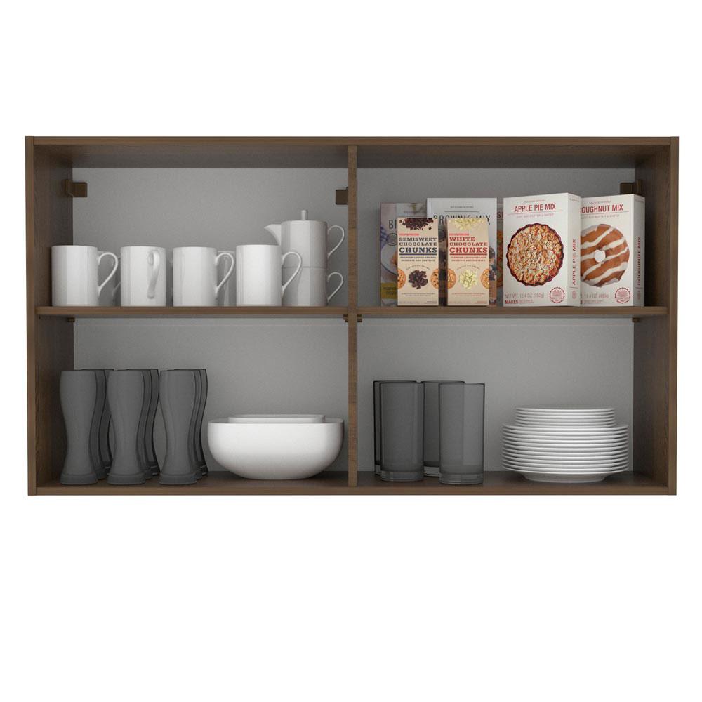 Armário Aéreo Madesa Lux 120 cm 2 Portas - Rustic/Preto