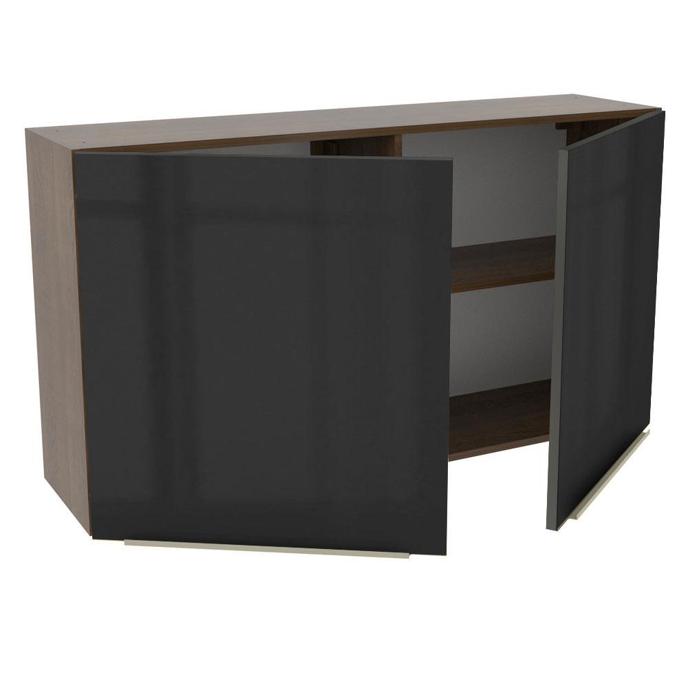 Armário Aéreo Madesa Lux 120 cm 2 Portas - Rustic/Preto