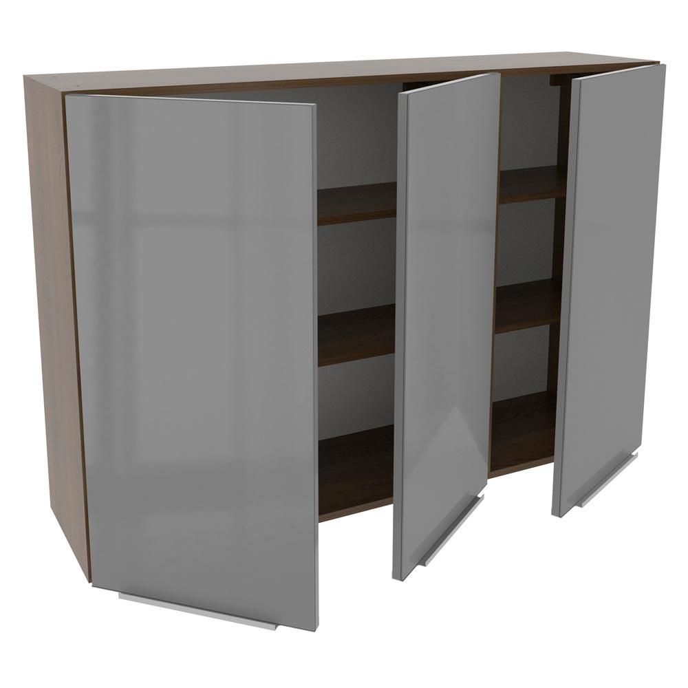 Armário Aéreo Madesa Lux 120 cm 3 Portas - Rustic/Cinza
