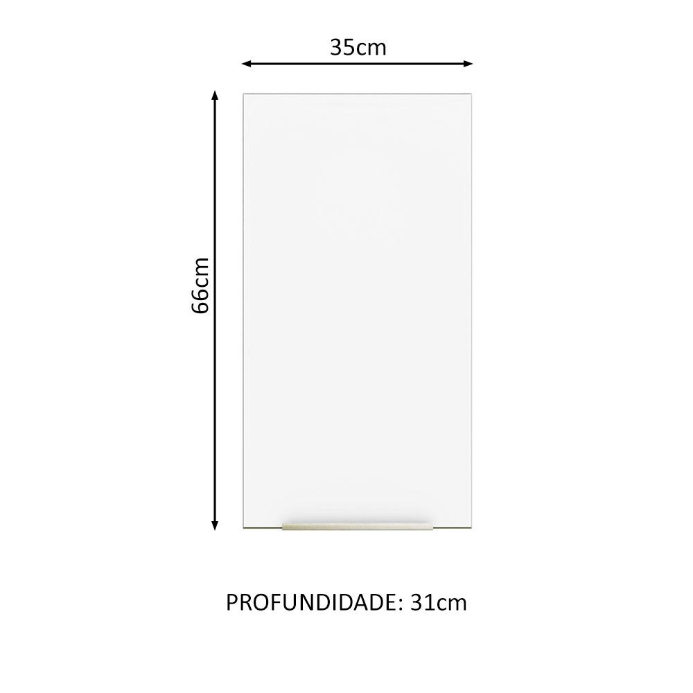 Armário Aéreo Madesa Lux 35 cm 1 Porta - Branco/Branco Veludo