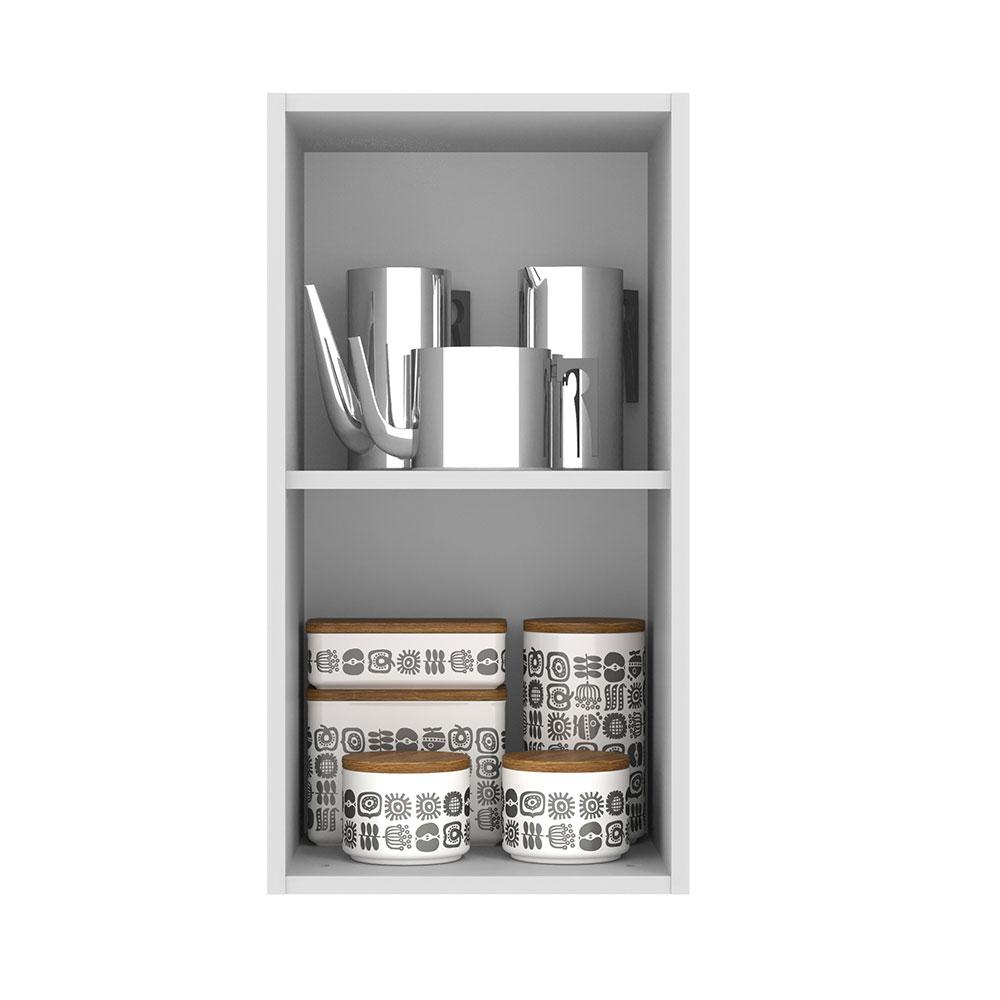 Armário Aéreo Madesa Lux 35 cm 1 Porta - Branco/Branco Veludo